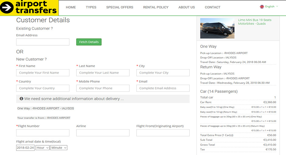 rent a car booking system